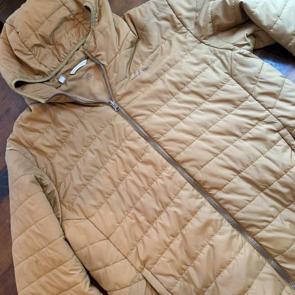 Craghoppers Jacket Mens 2XL Beige Compresslite Hooded Insulated Packable Hiking